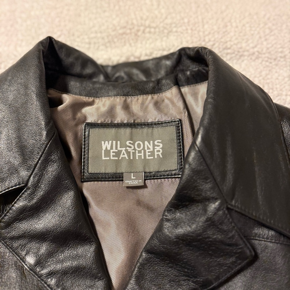 Wilsons Leather Black Classic Button-Front Blazer Jacket 90s Y2K Coat - Picture 6 of 10
